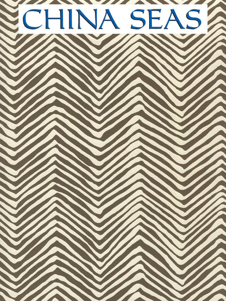 Petite Zig Zag Brown on Off White Screen Printed Wallpaper | China Seas