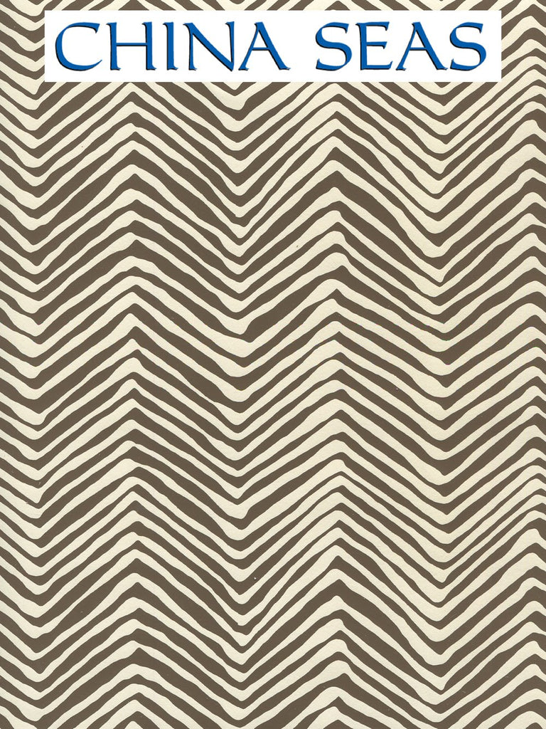 Petite Zig Zag Brown on Off White Screen Printed Wallpaper | China Seas