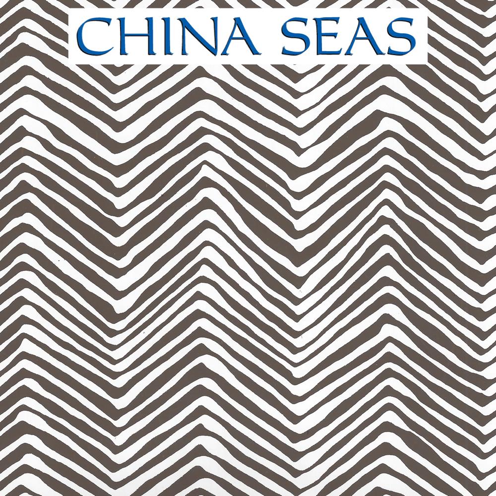 Petite Zig Zag Brown on White Vinyl Screen Printed Wallpaper | China Seas