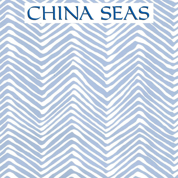 Petite Zig Zag French Blue on White Screen Printed Wallpaper | China Seas