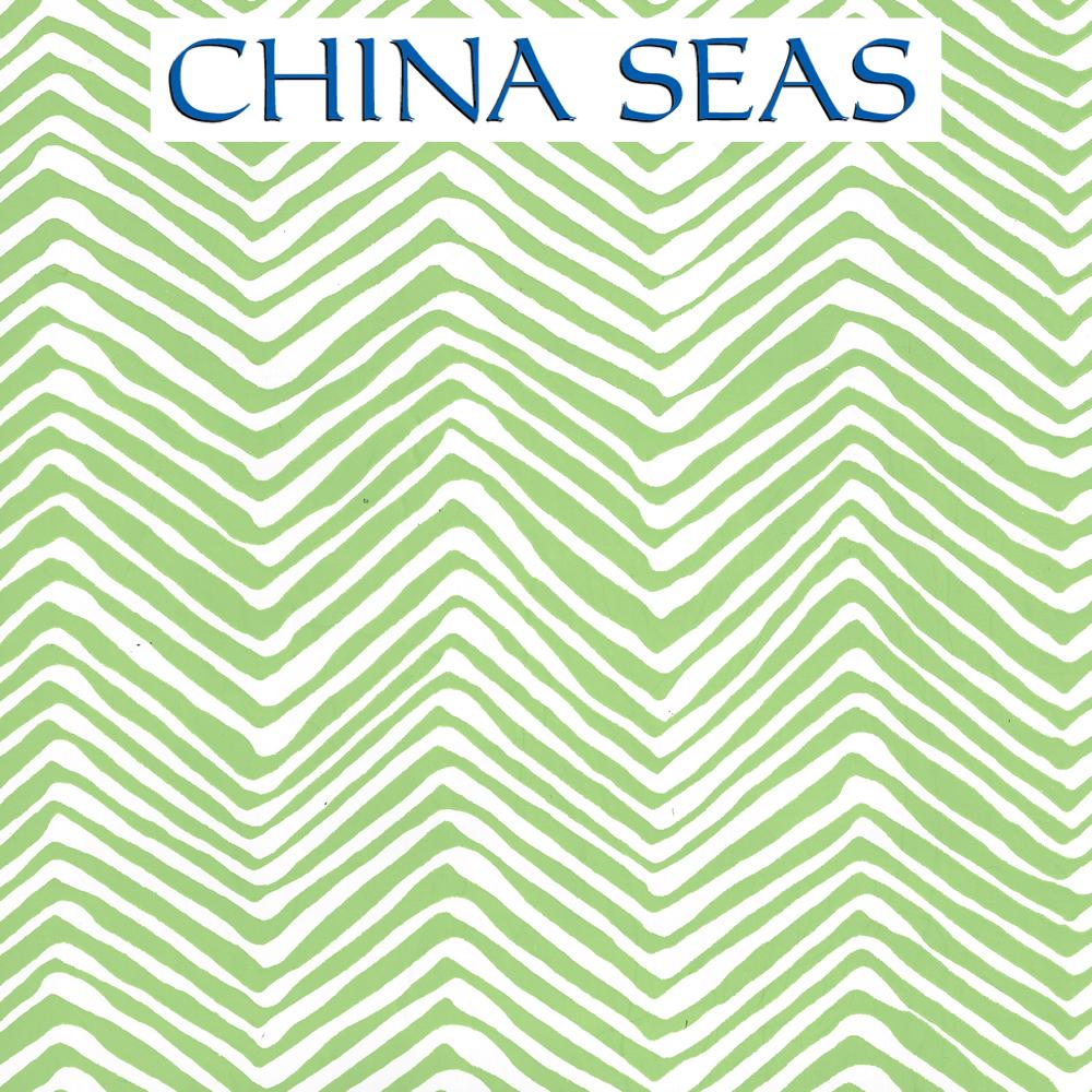 Petite Zig Zag Green on White Vinyl Screen Printed Wallpaper | China Seas