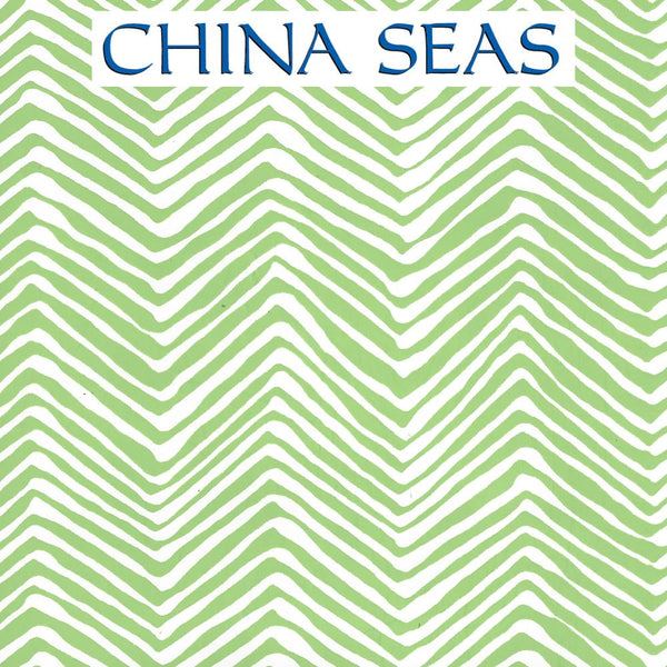 Petite Zig Zag Green on White Vinyl Screen Printed Wallpaper | China Seas
