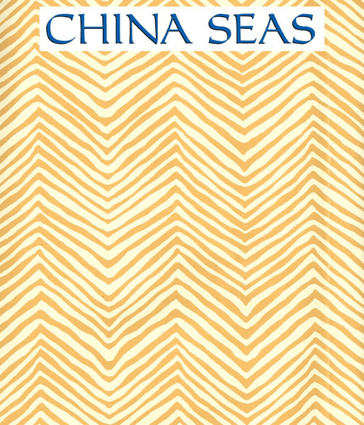 Petite Zig Zag Inca Gold on Off White Screen Printed Wallpaper | China Seas