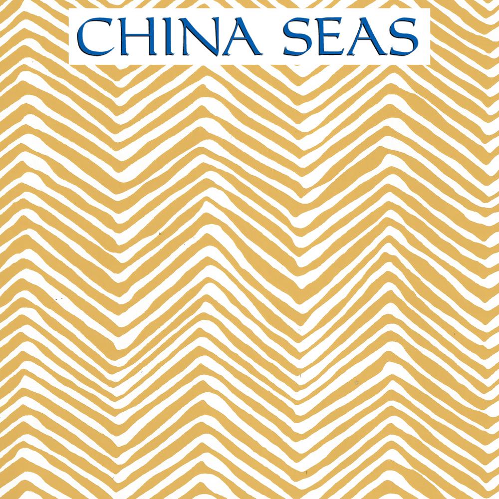 Petite Zig Zag Inca Gold on White Vinyl Screen Printed Wallpaper | China Seas