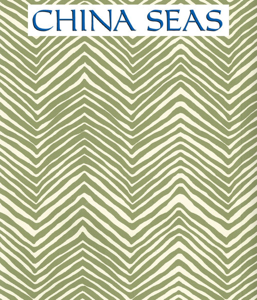 Petite Zig Zag Jungle Green on Off White Screen Printed Wallpaper | China Seas