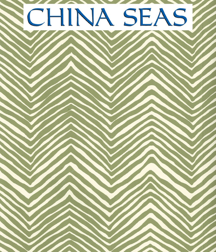 Petite Zig Zag Jungle Green on Off White Screen Printed Wallpaper | China Seas