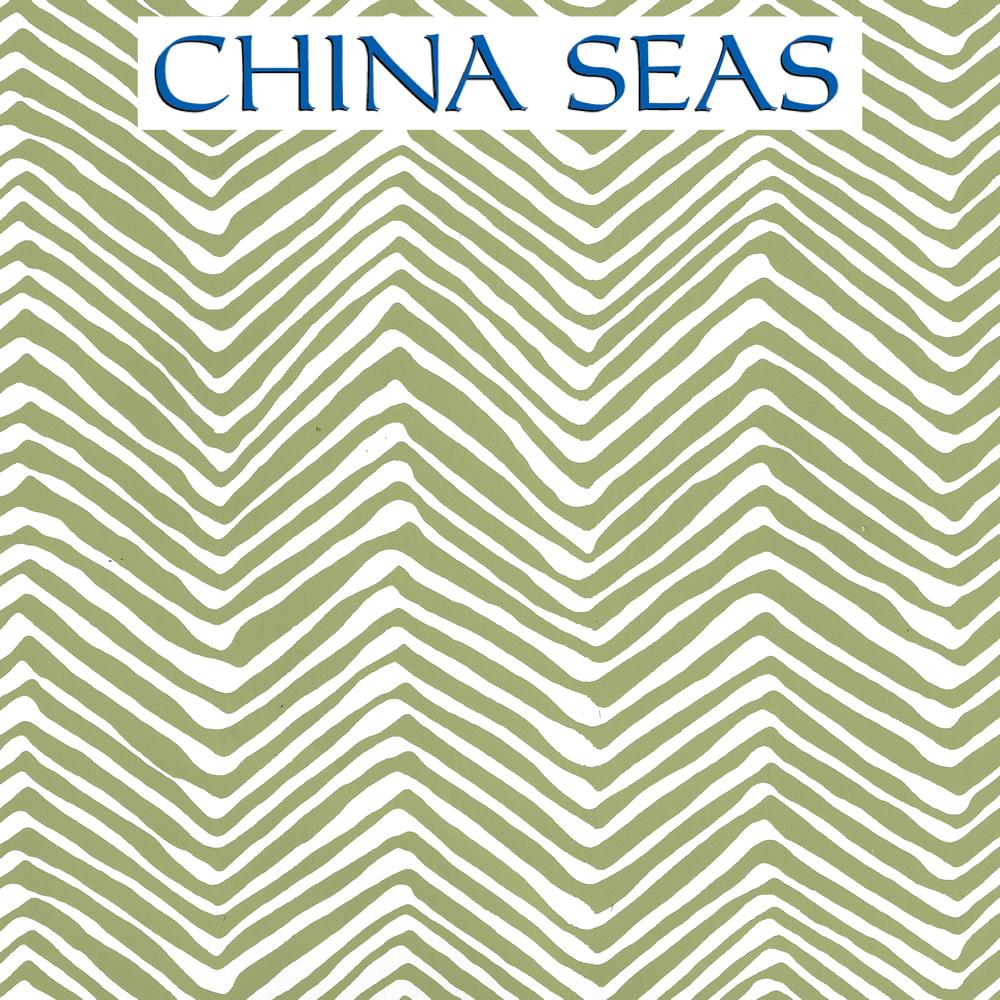 Petite Zig Zag Jungle Green on White Screen Printed Wallpaper | China Seas