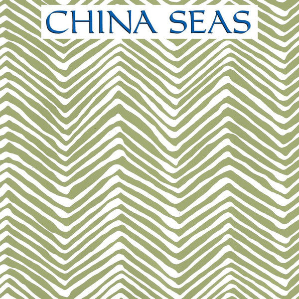 Petite Zig Zag Jungle Green on White Screen Printed Wallpaper | China Seas