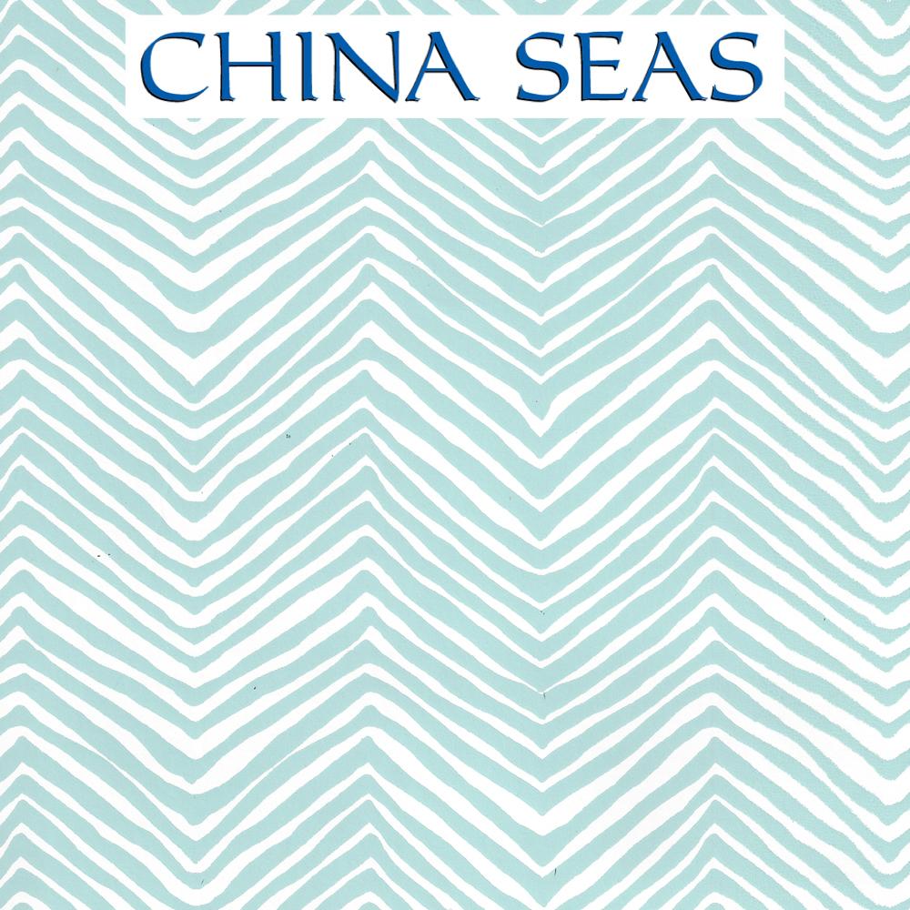 Petite Zig Zag Light Blue on White Vinyl Screen Printed Wallpaper | China Seas