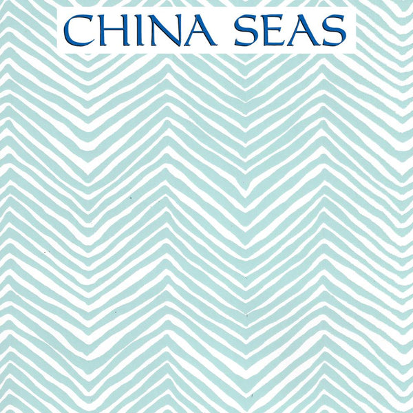 Petite Zig Zag Light Blue on White Vinyl Screen Printed Wallpaper | China Seas