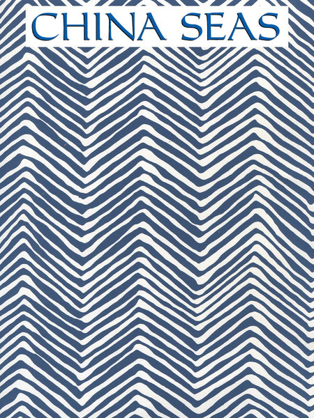 Petite Zig Zag Navy on Off White Screen Printed Wallpaper | China Seas