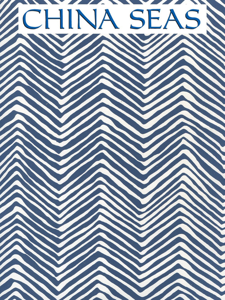 Petite Zig Zag Navy on Off White Screen Printed Wallpaper | China Seas