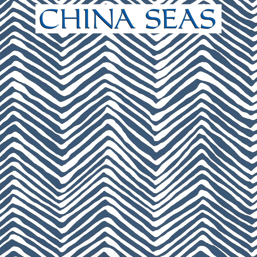 Petite Zig Zag Navy on White Screen Printed Wallpaper | China Seas