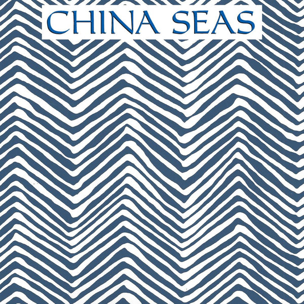 Petite Zig Zag Navy on White Screen Printed Wallpaper | China Seas