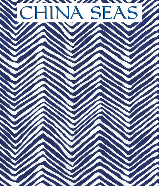 Petite Zig Zag Navy on White Vinyl Screen Printed Wallpaper | China Seas