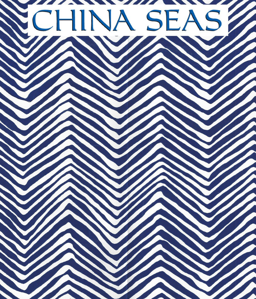 Petite Zig Zag Navy on White Vinyl Screen Printed Wallpaper | China Seas