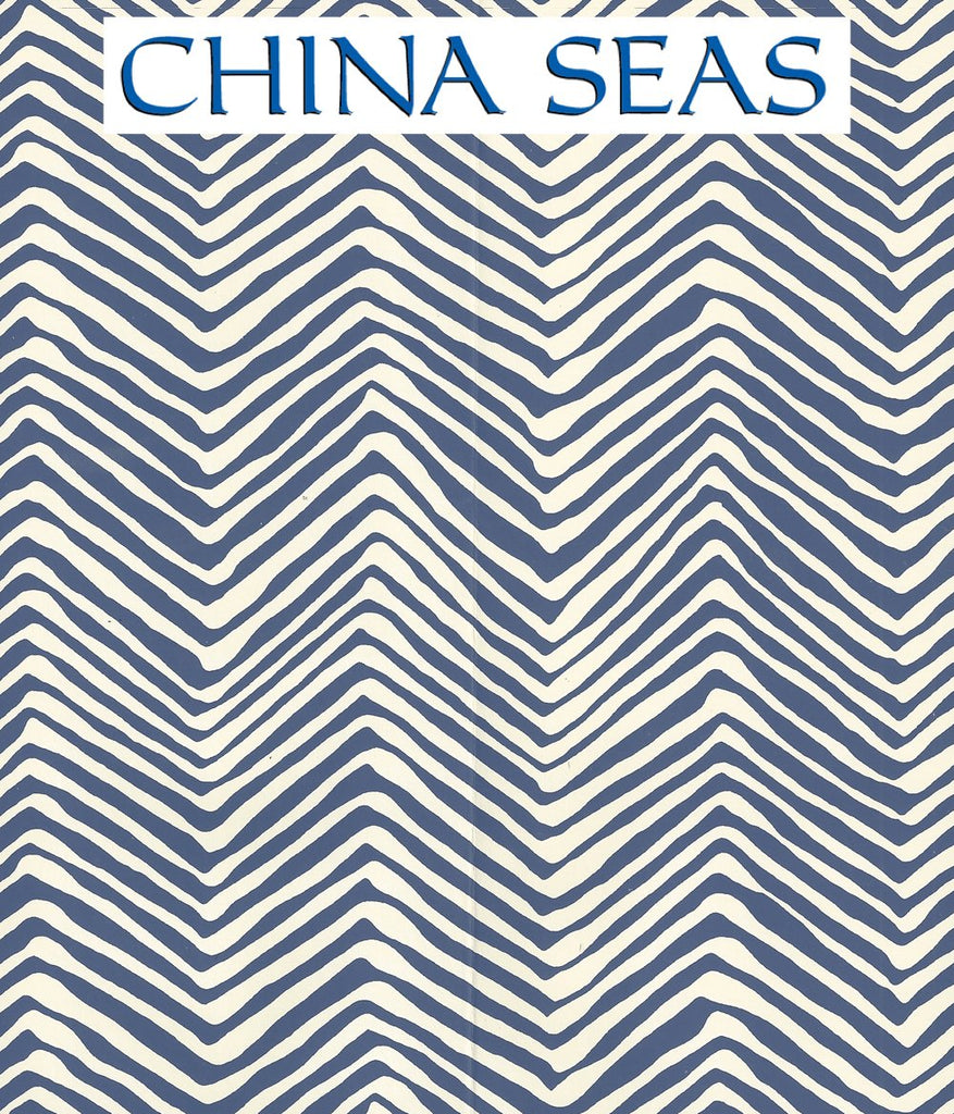 Petite Zig Zag New Navy on Off White Screen Printed Wallpaper | China Seas