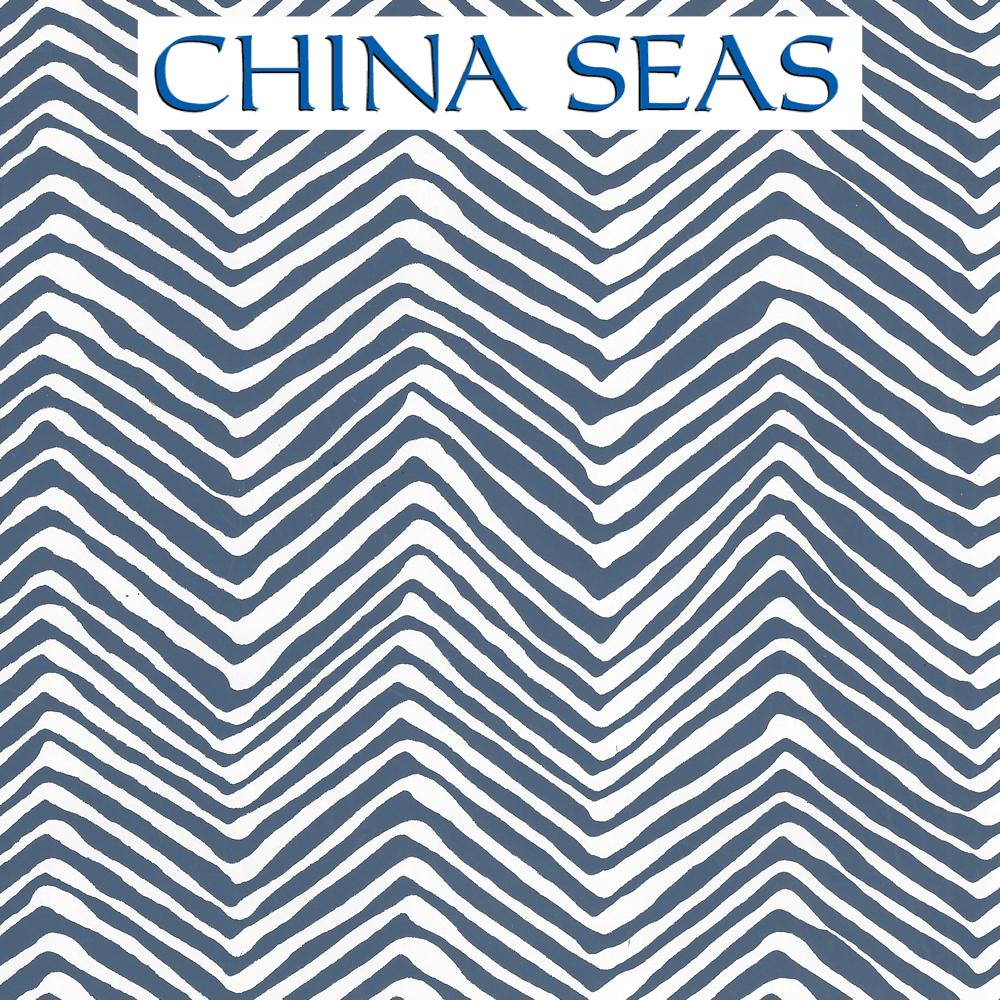 Petite Zig Zag New Navy on White Vinyl Screen Printed Wallpaper | China Seas
