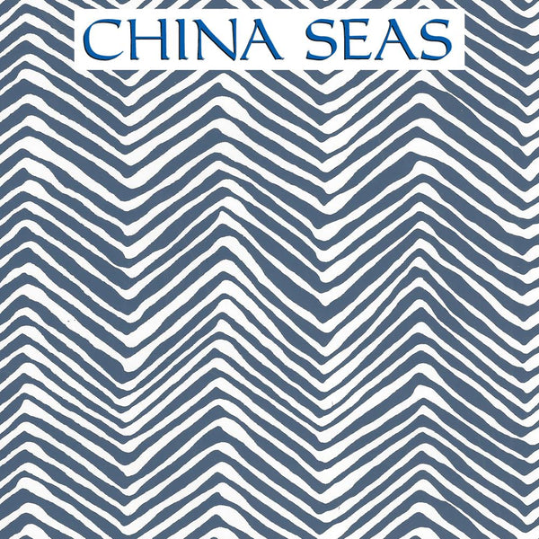 Petite Zig Zag New Navy on White Vinyl Screen Printed Wallpaper | China Seas