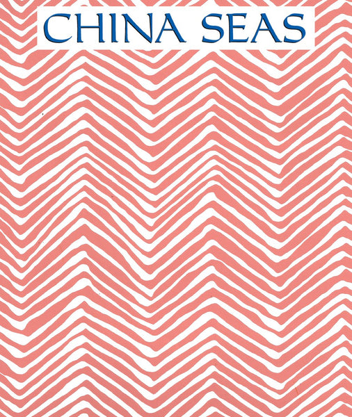 Petite Zig Zag New Shrimp on Almost White Screen Printed Wallpaper | China Seas