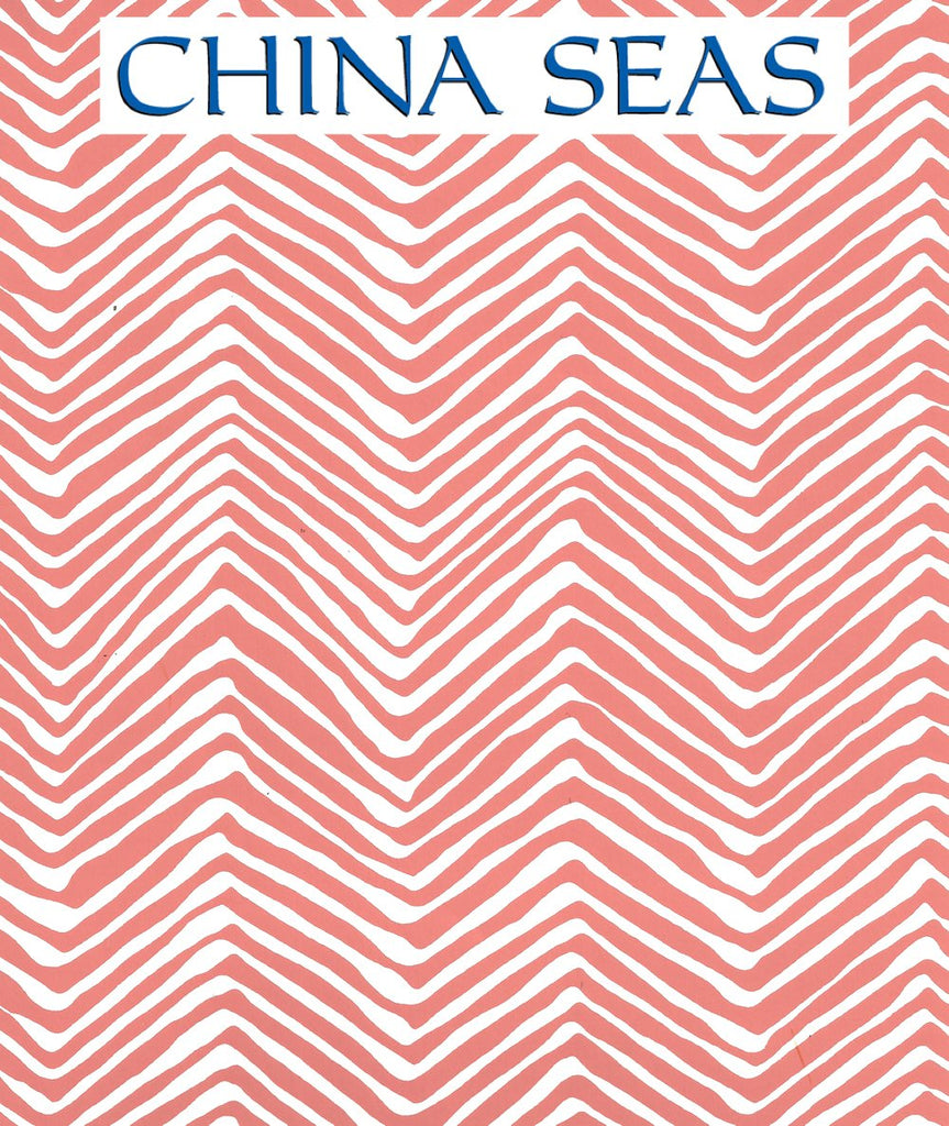 Petite Zig Zag New Shrimp on Almost White Screen Printed Wallpaper | China Seas