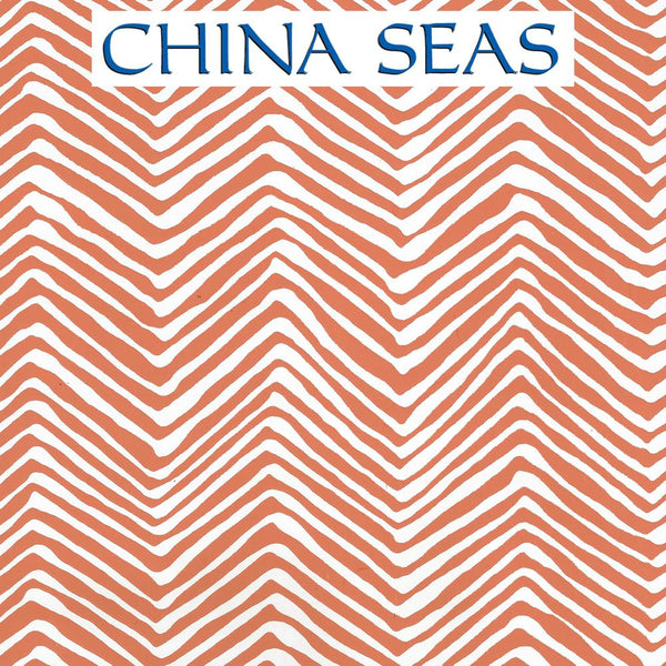 Petite Zig Zag New Shrimp on White Vinyl Screen Printed Wallpaper | China Seas