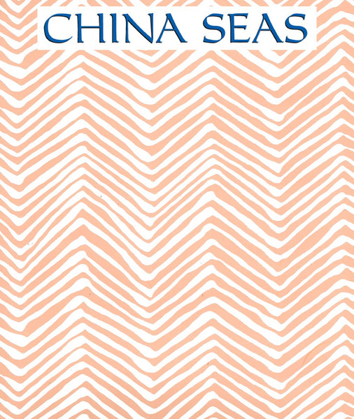 Petite Zig Zag Peach on White Screen Printed Wallpaper | China Seas