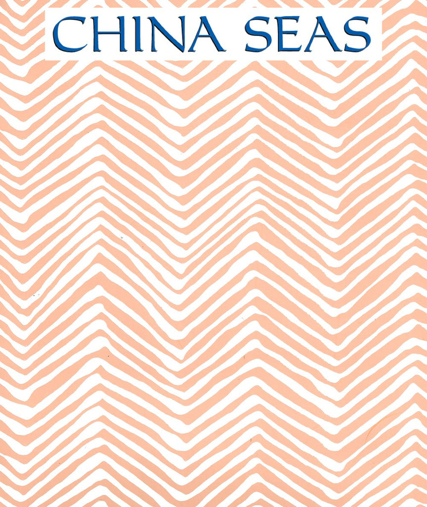 Petite Zig Zag Peach on White Screen Printed Wallpaper | China Seas