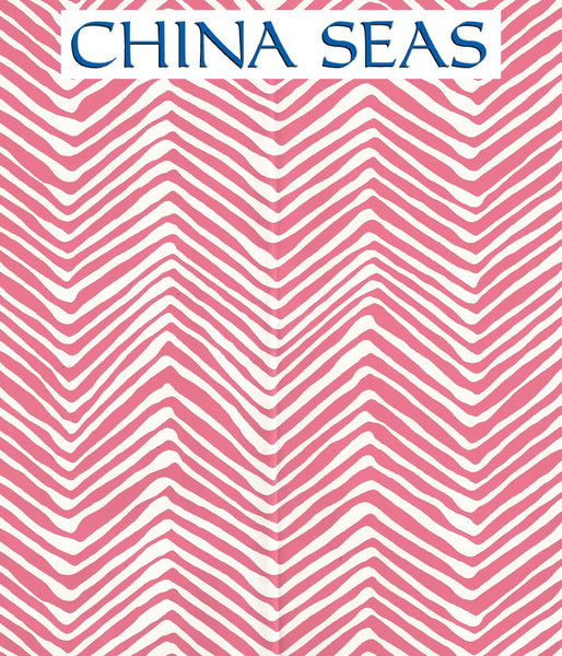 Petite Zig Zag Pink on Almost White Screen Printed Wallpaper | China Seas