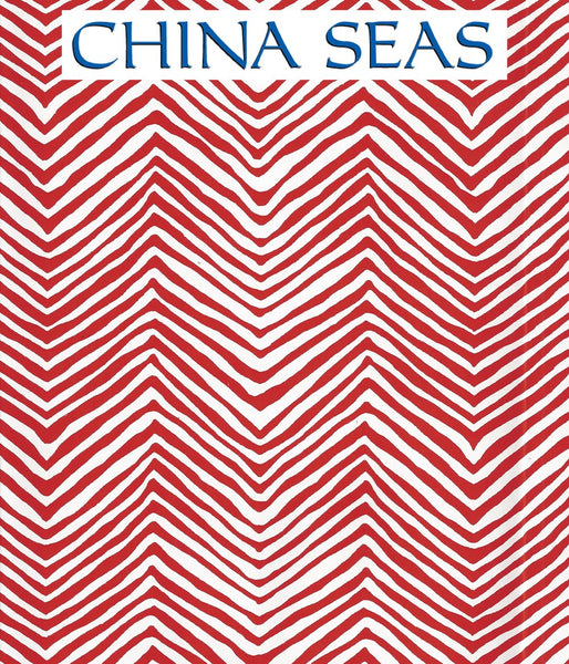 Petite Zig Zag Red on White Vinyl Screen Printed Wallpaper | China Seas