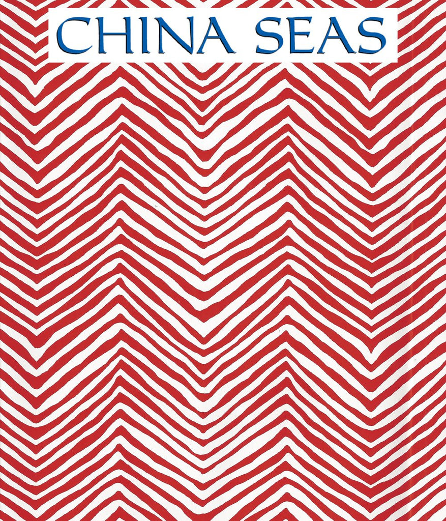 Petite Zig Zag Red on White Vinyl Screen Printed Wallpaper | China Seas