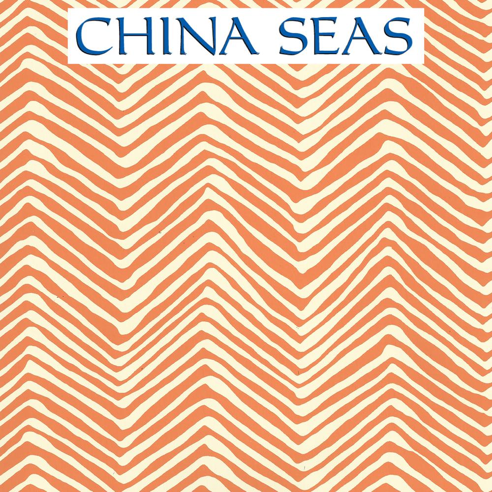 Petite Zig Zag Salmon on Off White Screen Printed Wallpaper | China Seas