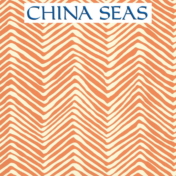 Petite Zig Zag Salmon on Off White Screen Printed Wallpaper | China Seas
