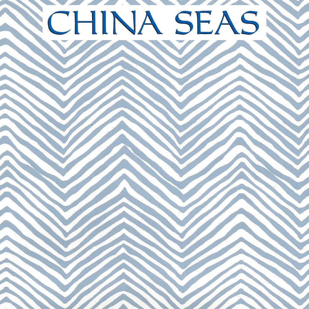 Petite Zig Zag Slate Blue on Almost White Screen Printed Wallpaper | China Seas