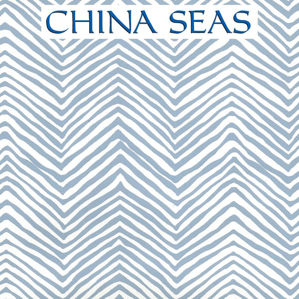Petite Zig Zag Slate Blue on Almost White Screen Printed Wallpaper | China Seas