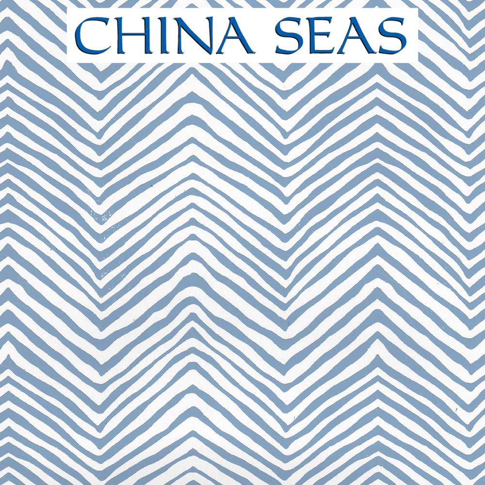 Petite Zig Zag Slate Blue on White Vinyl Screen Printed Wallpaper | China Seas