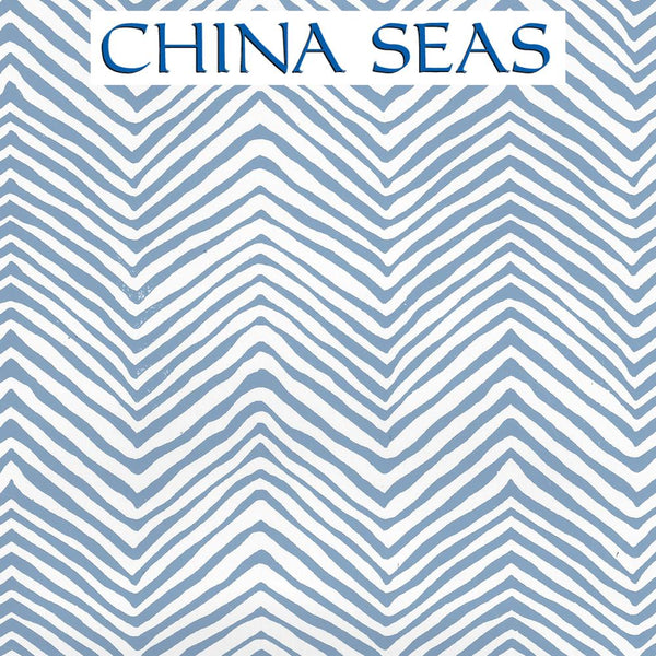 Petite Zig Zag Slate Blue on White Vinyl Screen Printed Wallpaper | China Seas