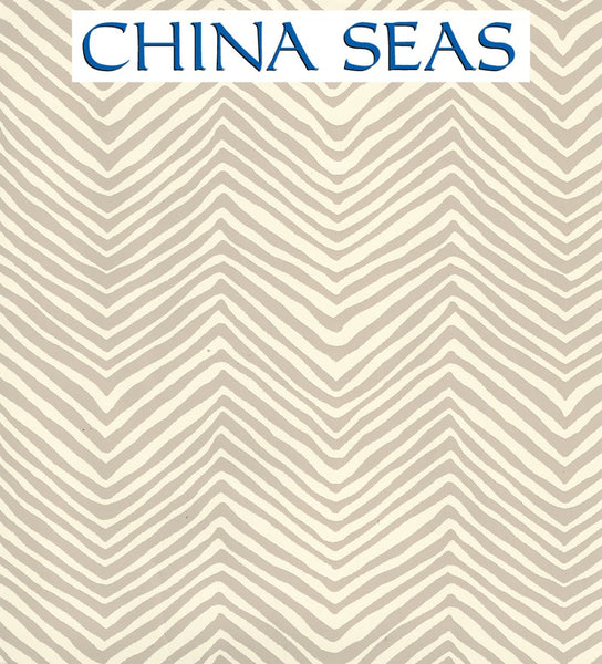 Petite Zig Zag Taupe on Off White Screen Printed Wallpaper | China Seas