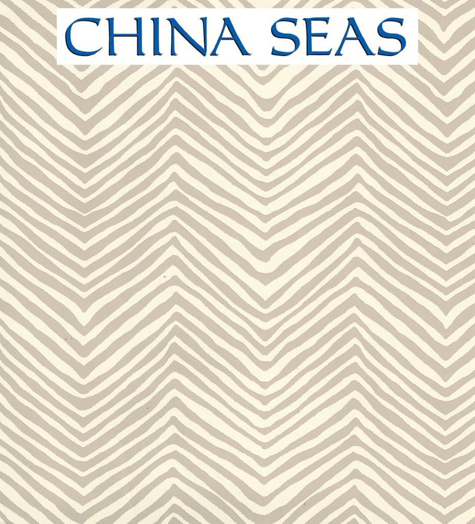 Petite Zig Zag Taupe on Off White Screen Printed Wallpaper | China Seas