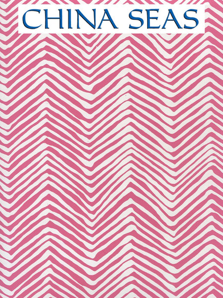 Petite Zig Zag Watermelon on White Matte Screen Printed Wallpaper | China Seas