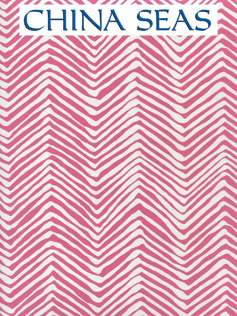 Petite Zig Zag Watermelon on White Matte Screen Printed Wallpaper | China Seas