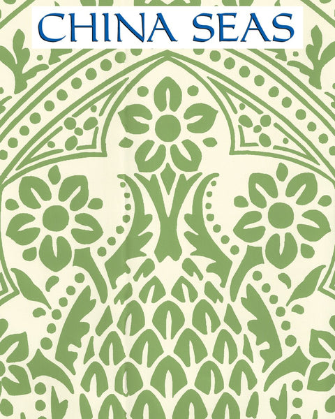 Pina Jungle Green Off White Screen Printed Wallpaper | China Seas