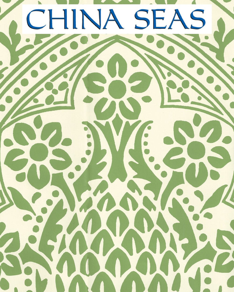 Pina Jungle Green Off White Screen Printed Wallpaper | China Seas