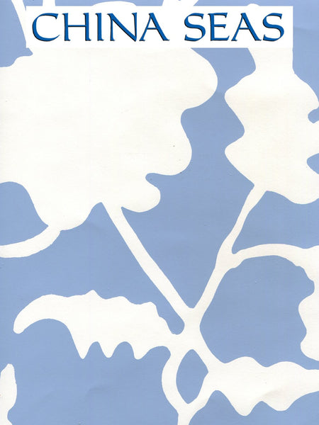 Potalla Background French Blue on White Screen Printed Wallpaper | China Seas