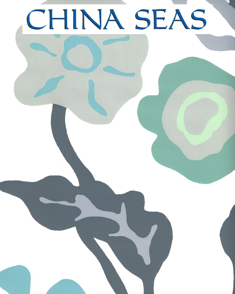 Potalla Multi Blues on White Screen Printed Wallpaper | China Seas