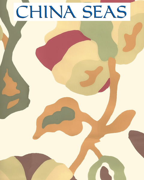 Potalla Multi Greens Rust on Off White Screen Printed Wallpaper | China Seas
