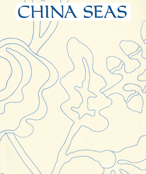 Potalla Outline French Blue on Off White Screen Printed Wallpaper | China Seas