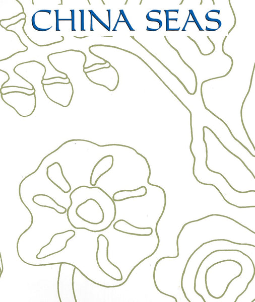 Potalla Outline Jungle Green on White Screen Printed Wallpaper | China Seas