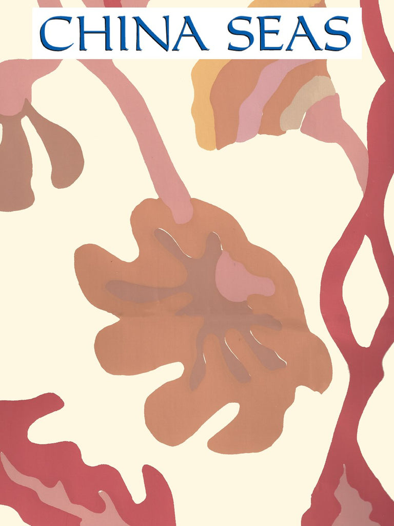 Potalla Salmons Yellow on Off White Screen Printed Wallpaper | China Seas