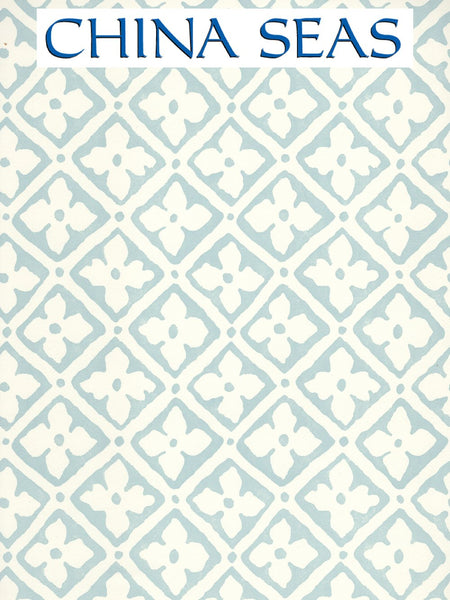 Puccini Classic Blue on Almost White Screen Printed Wallpaper | China Seas